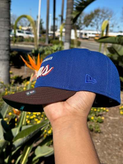 NEW ERA EXCLUSIVE 59FIFTY BLUE/WALNUT W/ SUPERBOWL XXXVI SIDE PATCH