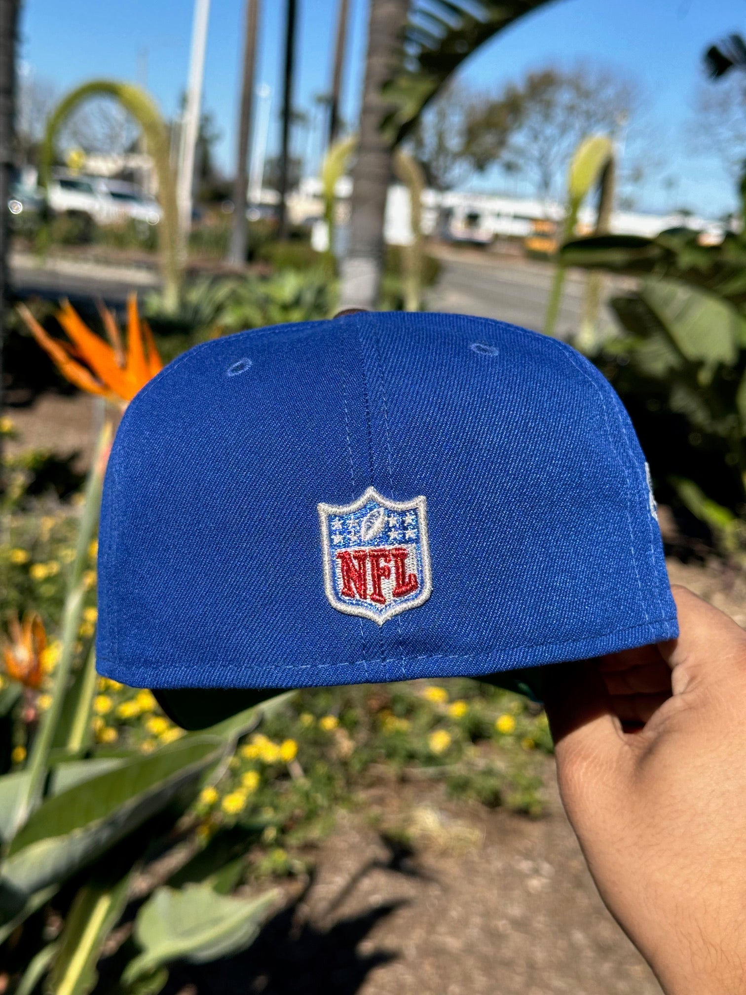 NEW ERA EXCLUSIVE 59FIFTY BLUE/WALNUT W/ SUPERBOWL XXXVI SIDE PATCH