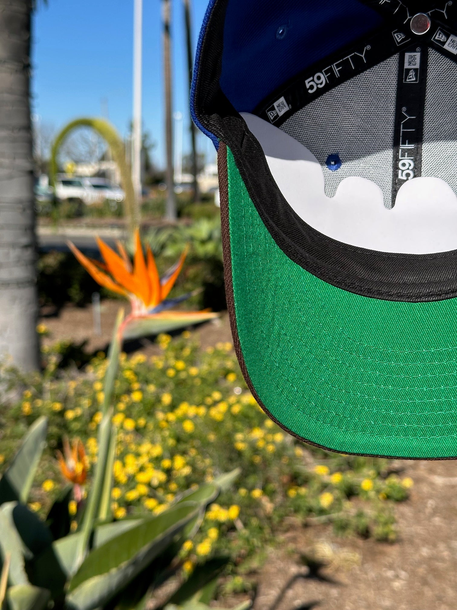 NEW ERA EXCLUSIVE 59FIFTY BLUE/WALNUT W/ SUPERBOWL XXXVI SIDE PATCH