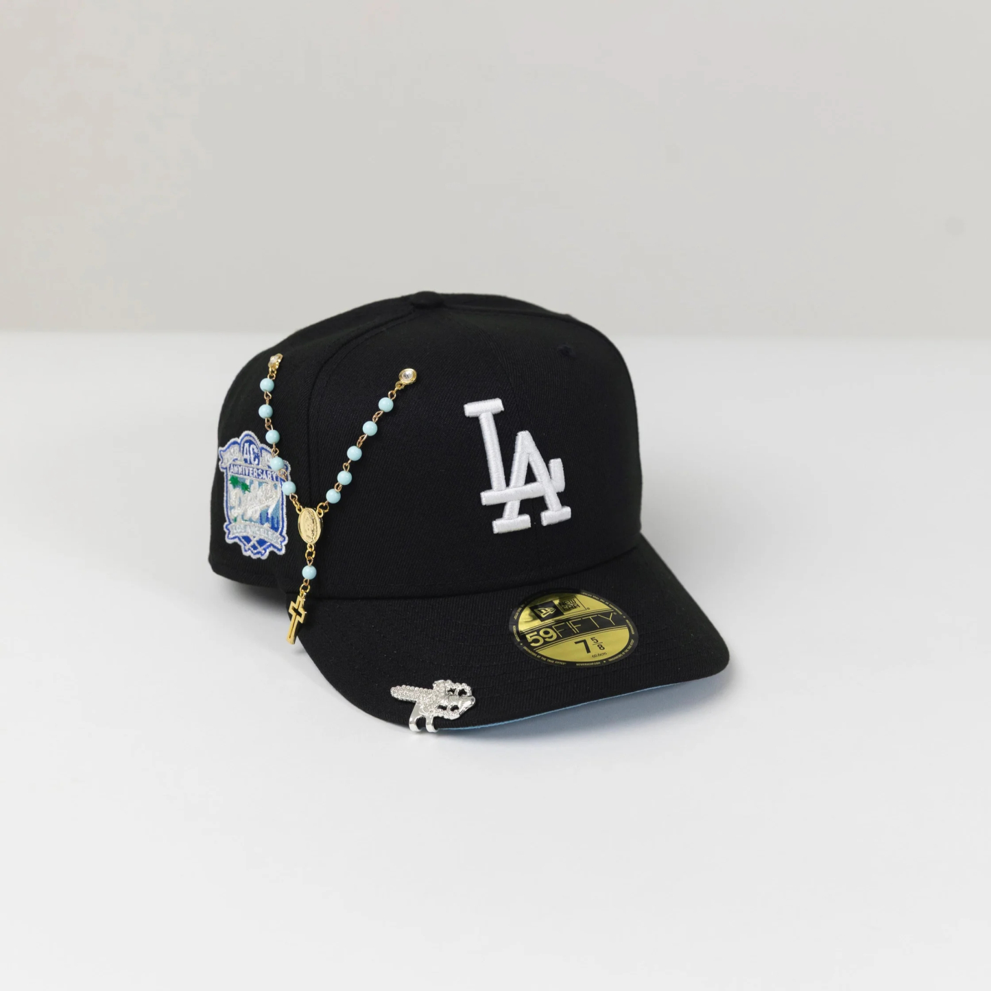 NEW ERA 59FIFTY BLACK LOS ANGELES DODGERS W/ 40TH ANNIVERSARY SIDE PAT