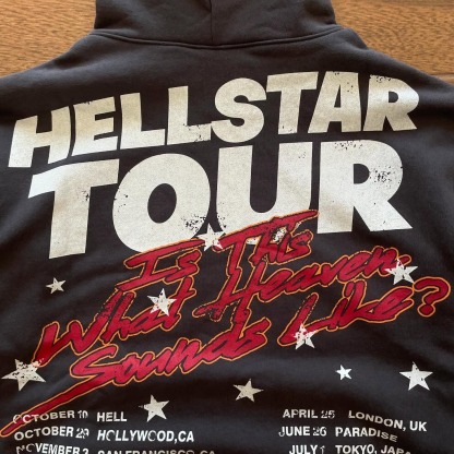 Hellstar Star Tour Graffiti Letters Cotton Long Sleeve Hoodie