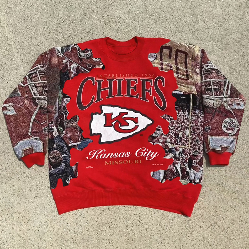 Personalized Chiefs Print Long Sleeve Sweatshirt