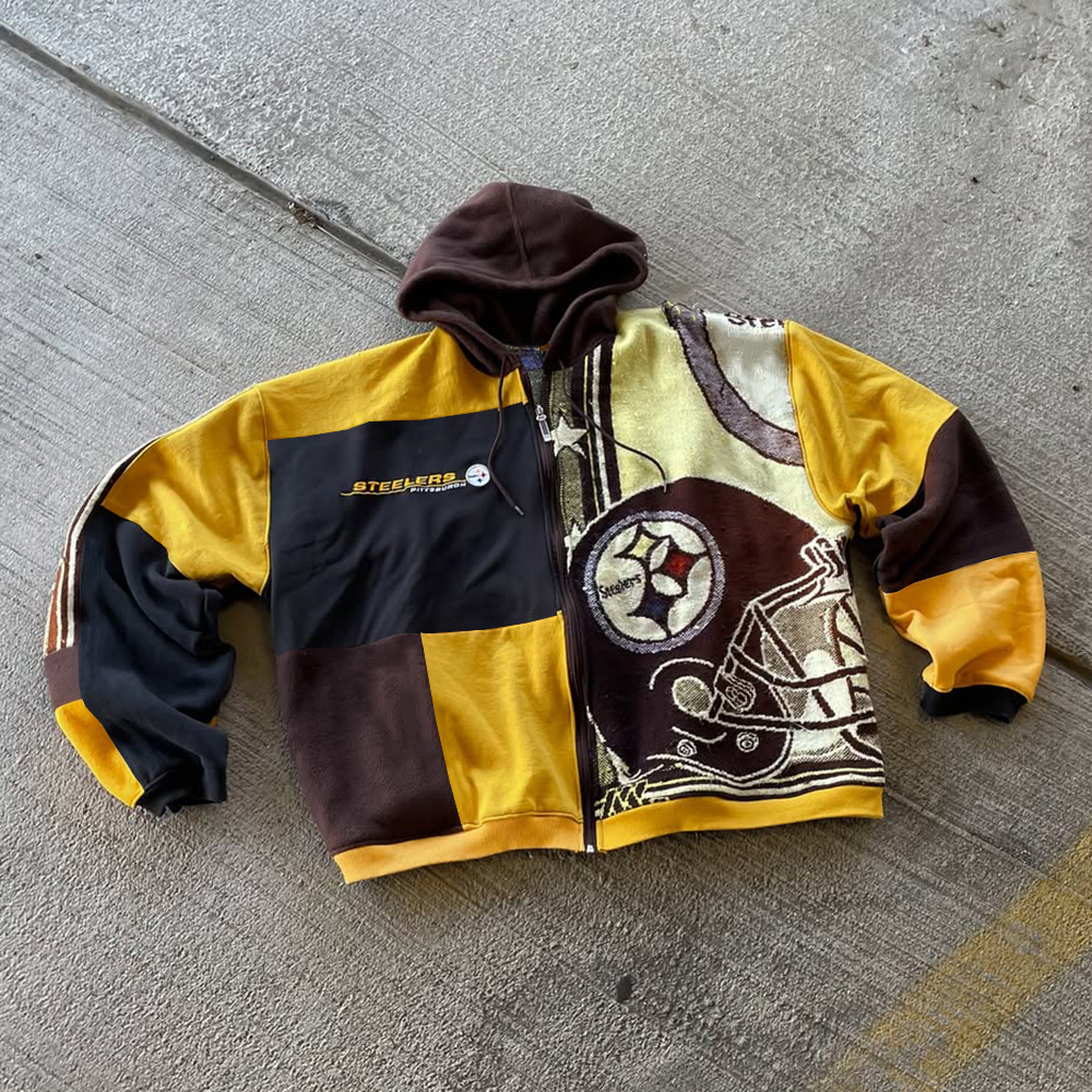 Steelers Print Long Sleeve Zipper Hoodies