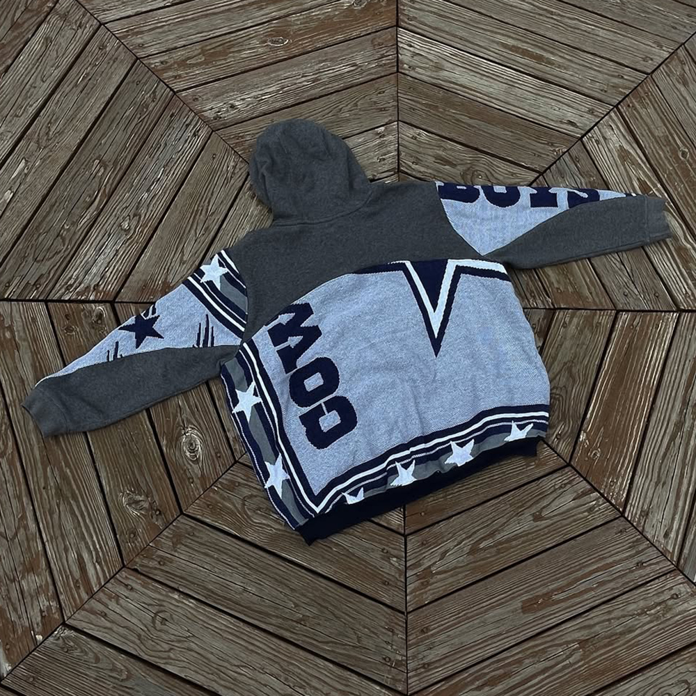 Cowboys Spliced Print Long Sleeve Hoodies