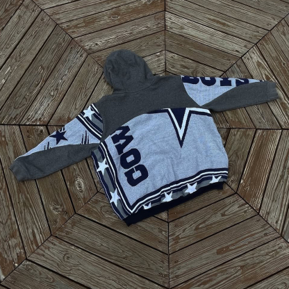 Cowboys Spliced Print Long Sleeve Hoodies