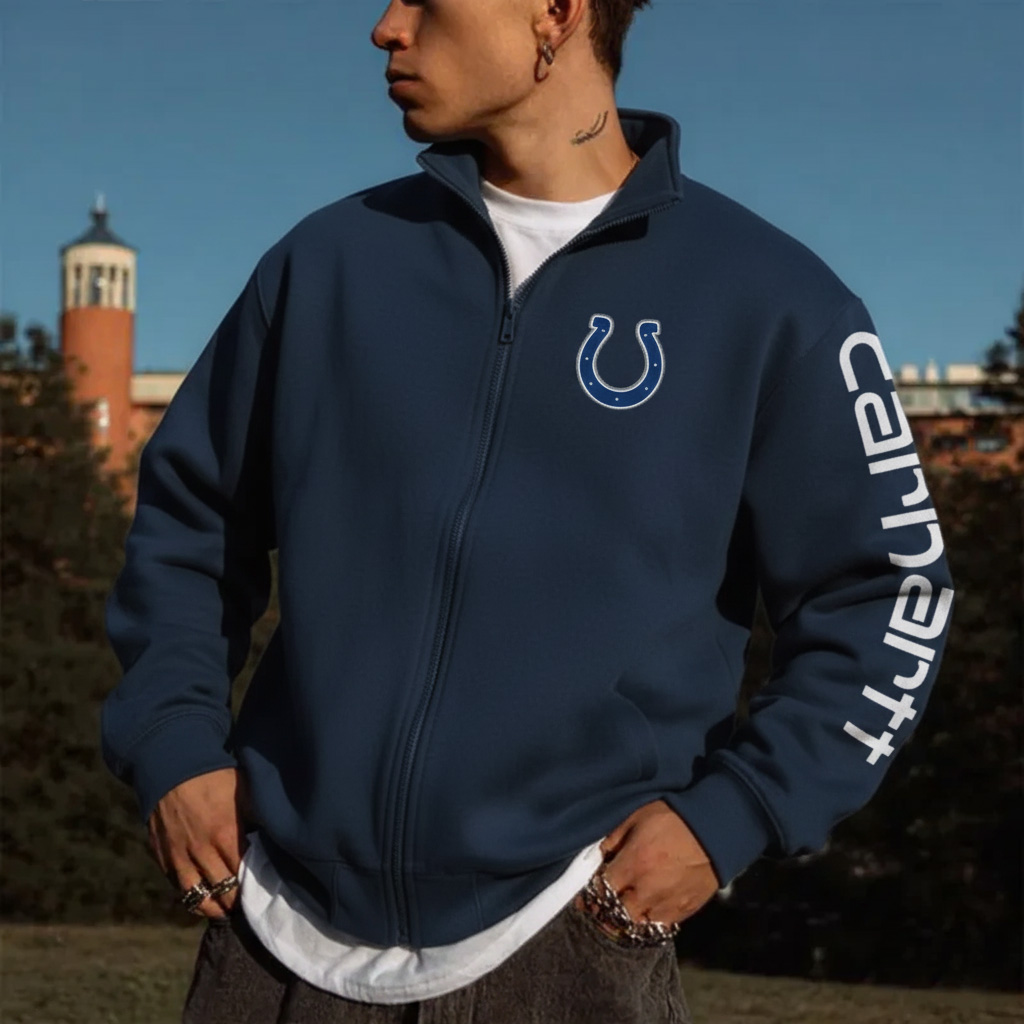 Indianapolis Colts Comfortable Full Zip Stand Collar Sweatshirt Cardigan Jacket