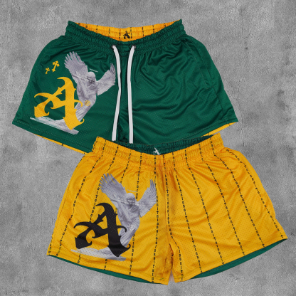 Fashion Angel Cross Print Reversible Mesh Shorts