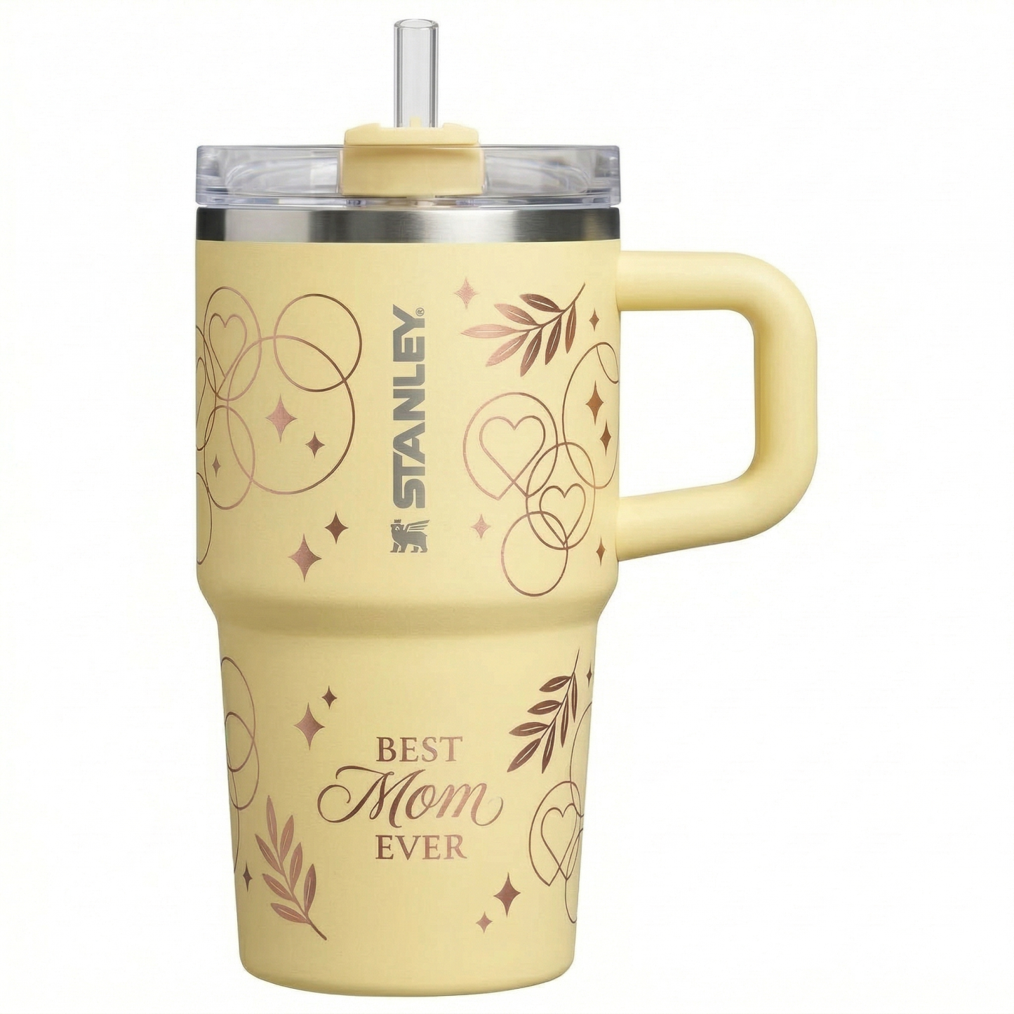 Stanley Mother's Day Edition Tumbler - Blush Pink with Rose Gold Hearts & Stars 20oz