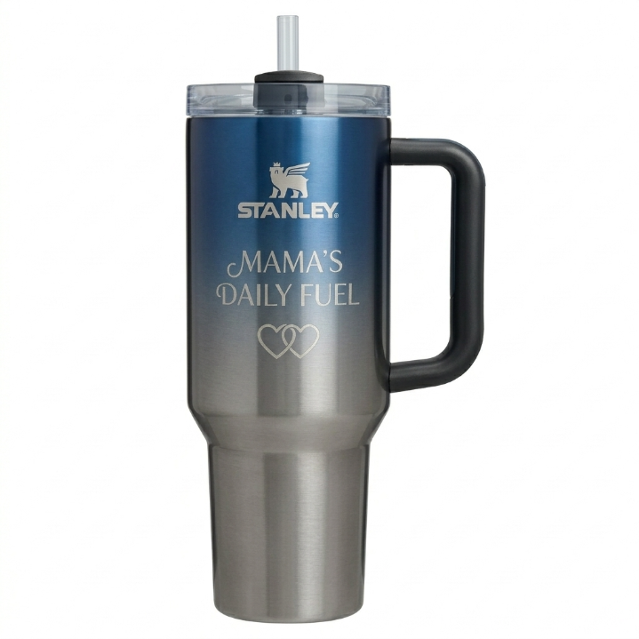 Stanley Mother's Day Gift Tumbler - Rose Gold to Silver Gradient Insulated Mug, 40 oz