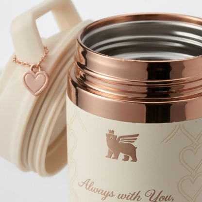 Stanley "Always With You" Mother's Day Water Bottle - Cream Cup with Rose Gold Accents & Charm