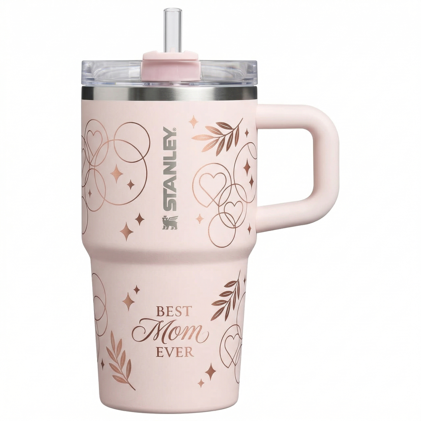 Stanley Mother's Day Edition Tumbler - Blush Pink with Rose Gold Hearts & Stars 20oz