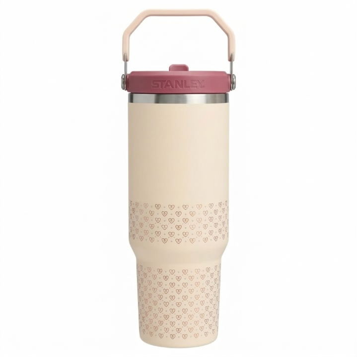 Stanley Mother's Day Edition Water Bottle - Cream "Happy Mother's Day" Tumbler with Top Handle & Heart Pantter