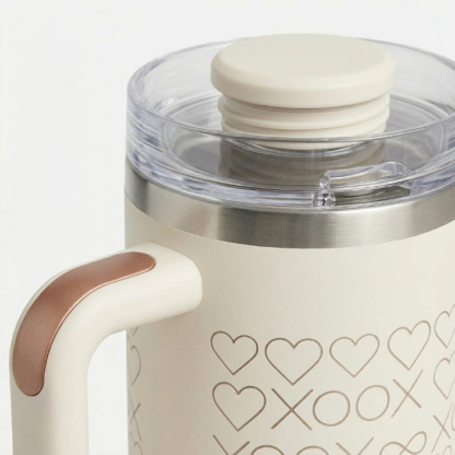 Stanley Mother's Day Tumbler 40 oz - Rose Gold Infinity & Heart Pattern Travel Mug