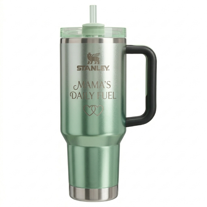 Stanley Mother's Day Gift Tumbler - Rose Gold to Silver Gradient Insulated Mug, 40 oz