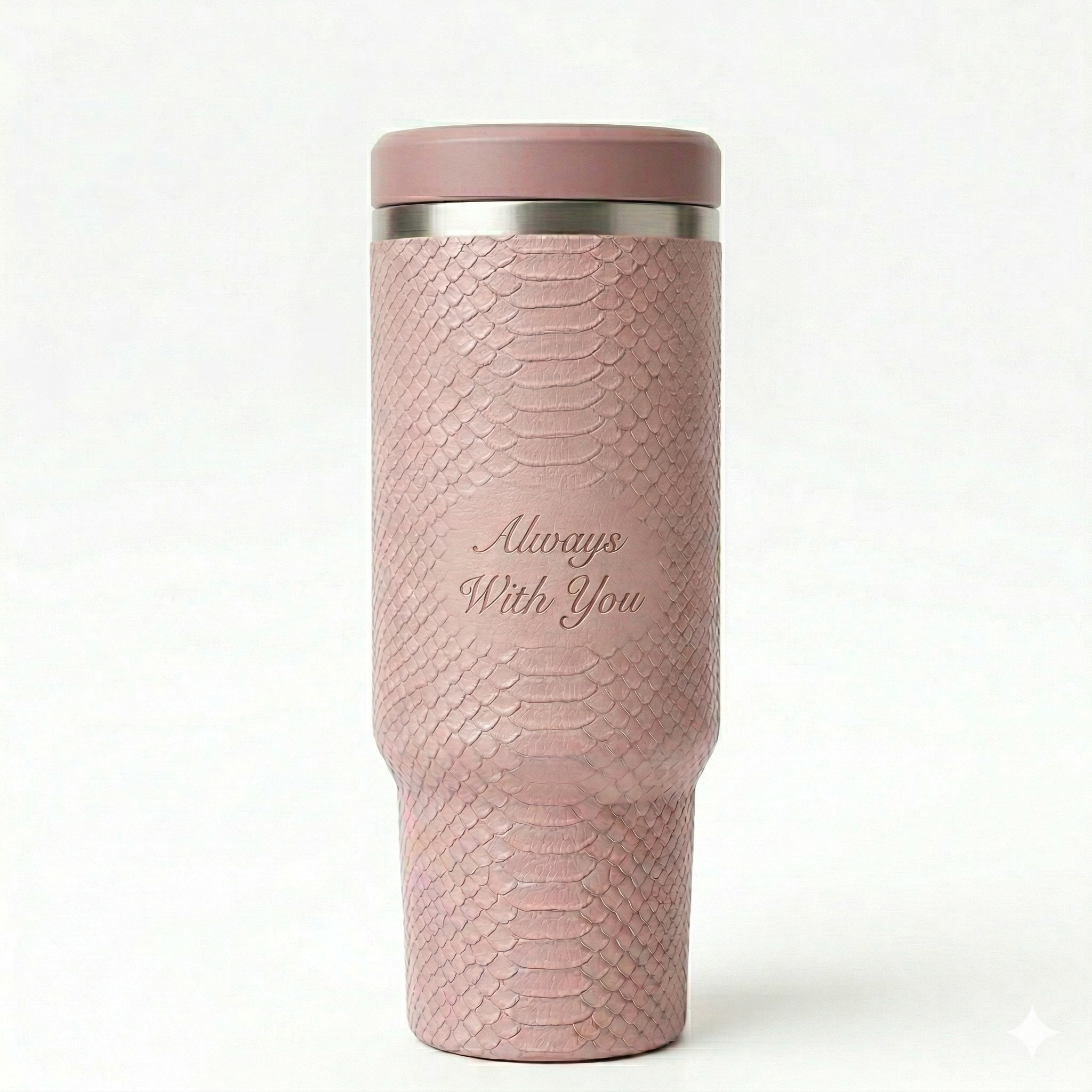 Stanley Mother's Day Edition Tumbler - Pink Snake-Embossed Cup with Floral Envelope & "M" Heart Charm