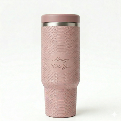 Stanley Mother's Day Edition Tumbler - Pink Snake-Embossed Cup with Floral Envelope & "M" Heart Charm