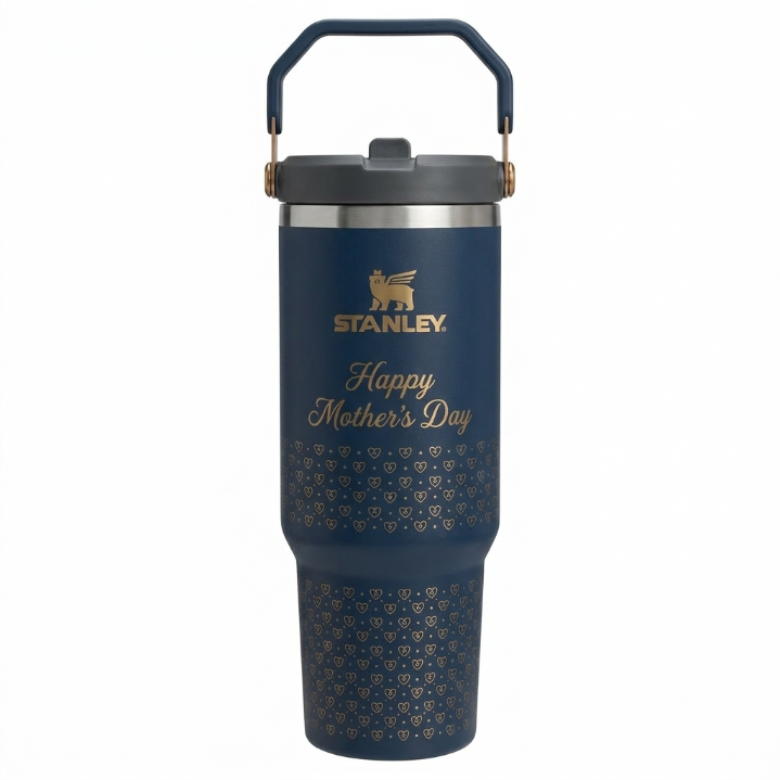 Stanley Mother's Day Edition Water Bottle - Cream "Happy Mother's Day" Tumbler with Top Handle & Heart Pantter