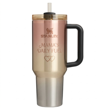 Stanley Mother's Day Gift Tumbler - Rose Gold to Silver Gradient Insulated Mug, 40 oz