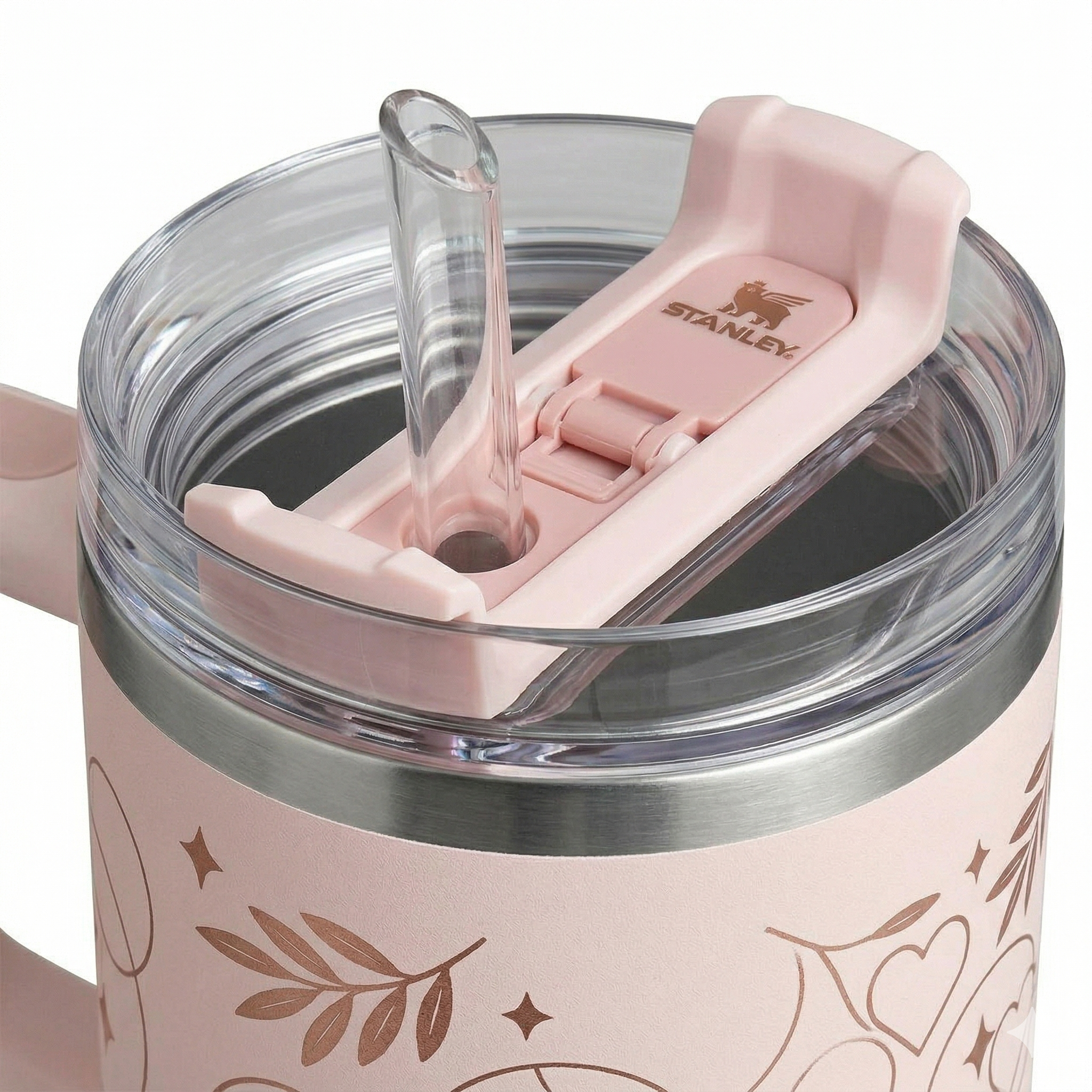 Stanley Mother's Day Edition Tumbler - Blush Pink with Rose Gold Hearts & Stars 20oz