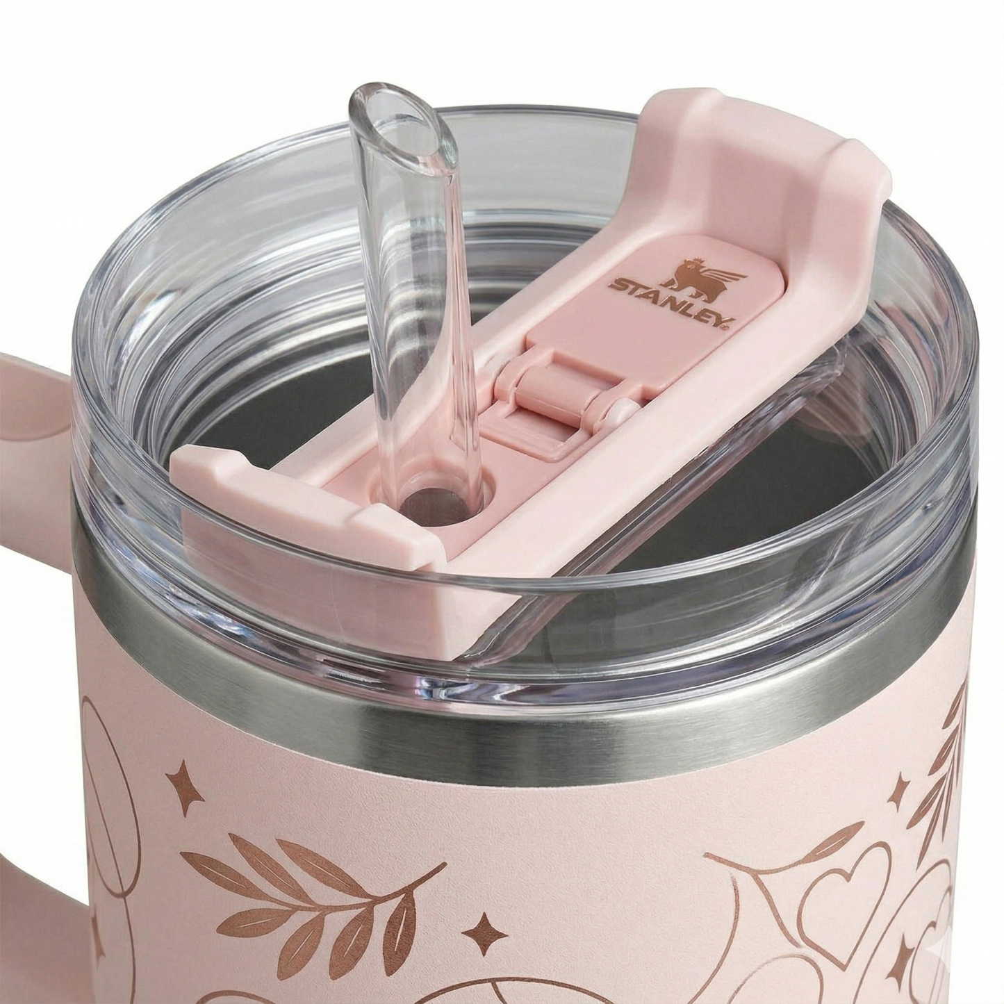 Stanley Mother's Day Edition Tumbler - Blush Pink with Rose Gold Hearts & Stars 20oz