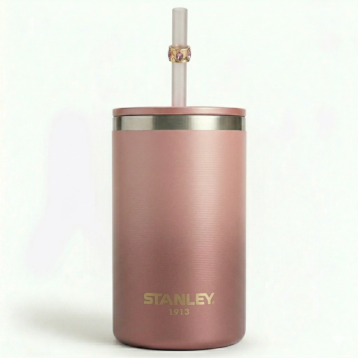 Stanley Mother's Day Limited Edition Tumbler - Pink Floral Cup with Blue Gemstone & Straw Charm 12oz
