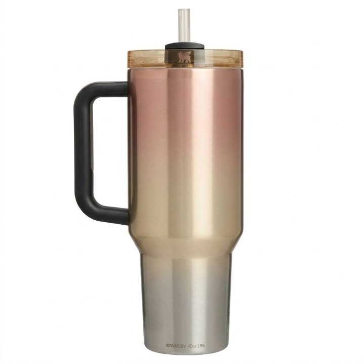 Stanley Mother's Day Gift Tumbler - Rose Gold to Silver Gradient Insulated Mug, 40 oz