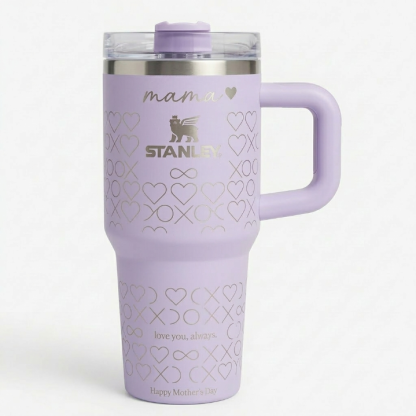 Stanley Mother's Day Tumbler 40 oz - Rose Gold Infinity & Heart Pattern Travel Mug