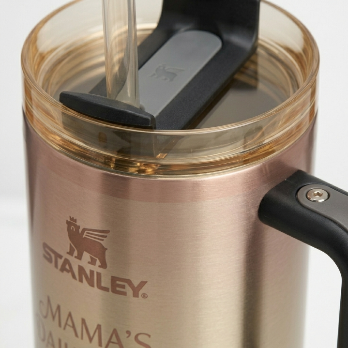 Stanley Mother's Day Gift Tumbler - Rose Gold to Silver Gradient Insulated Mug, 40 oz