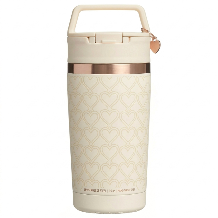 Stanley "Always With You" Mother's Day Water Bottle - Cream Cup with Rose Gold Accents & Charm
