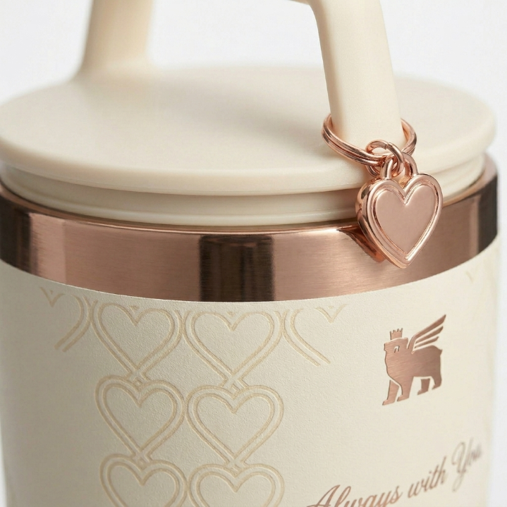 Stanley "Always With You" Mother's Day Water Bottle - Cream Cup with Rose Gold Accents & Charm