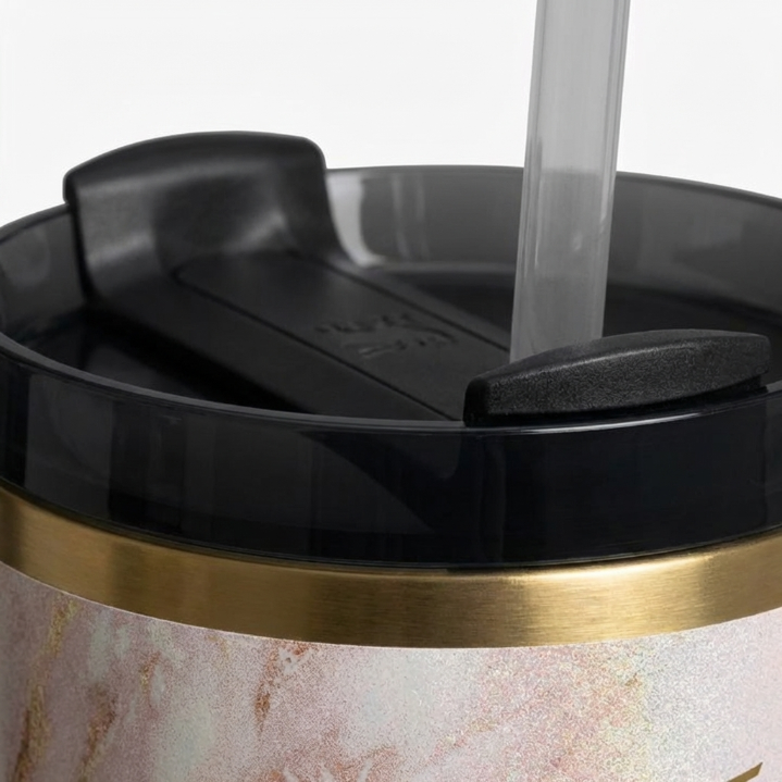 Stanley Mother's Day Edition Tumbler - Marble Shimmer Cup with Gold Rim & Handle