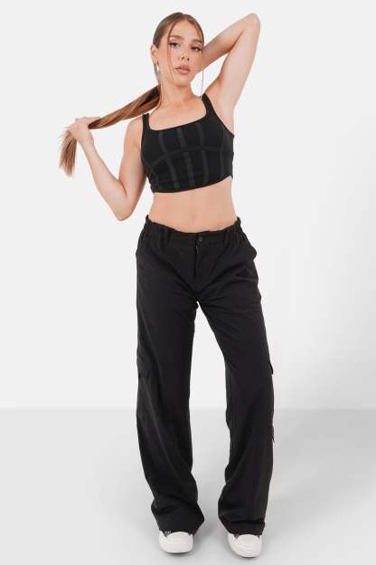 Fluid lined cargo pants Black