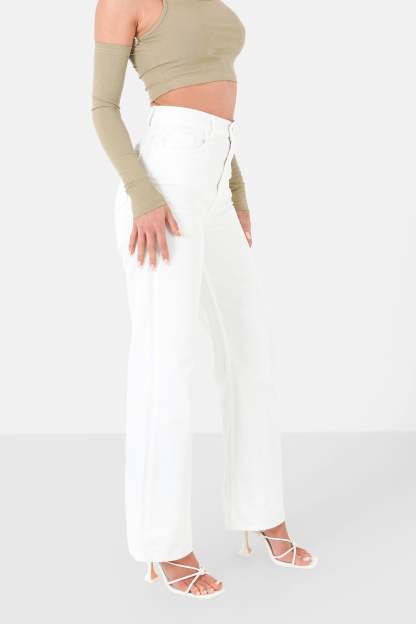 Large plain jeans White