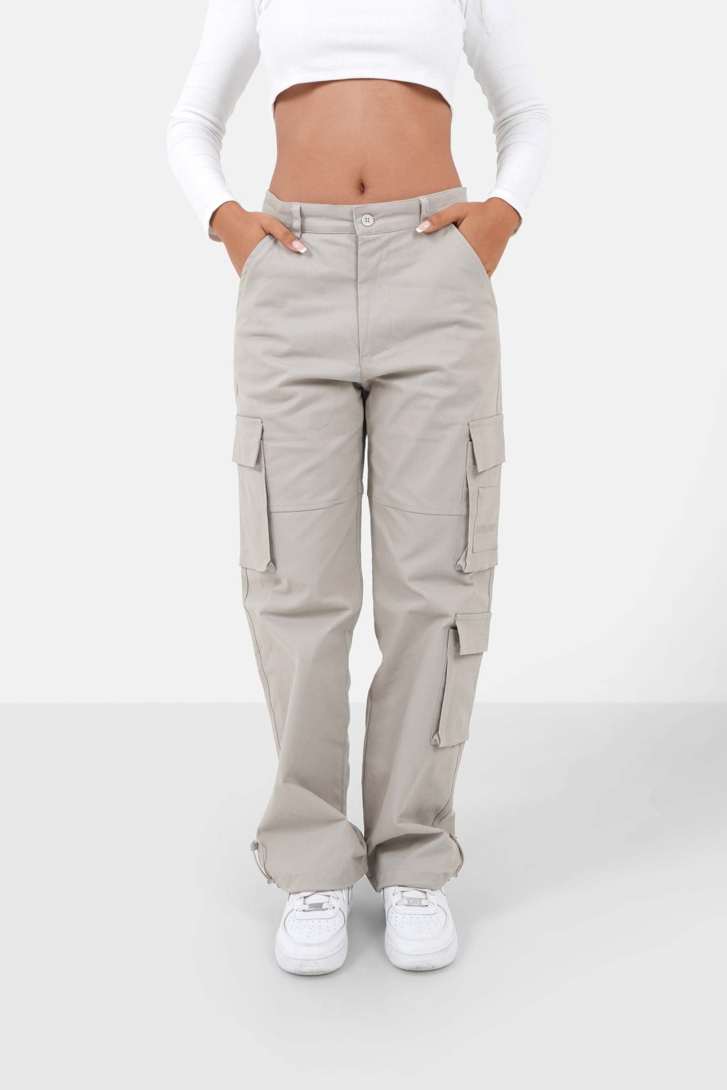 Reversible belt cargo pants light Grey