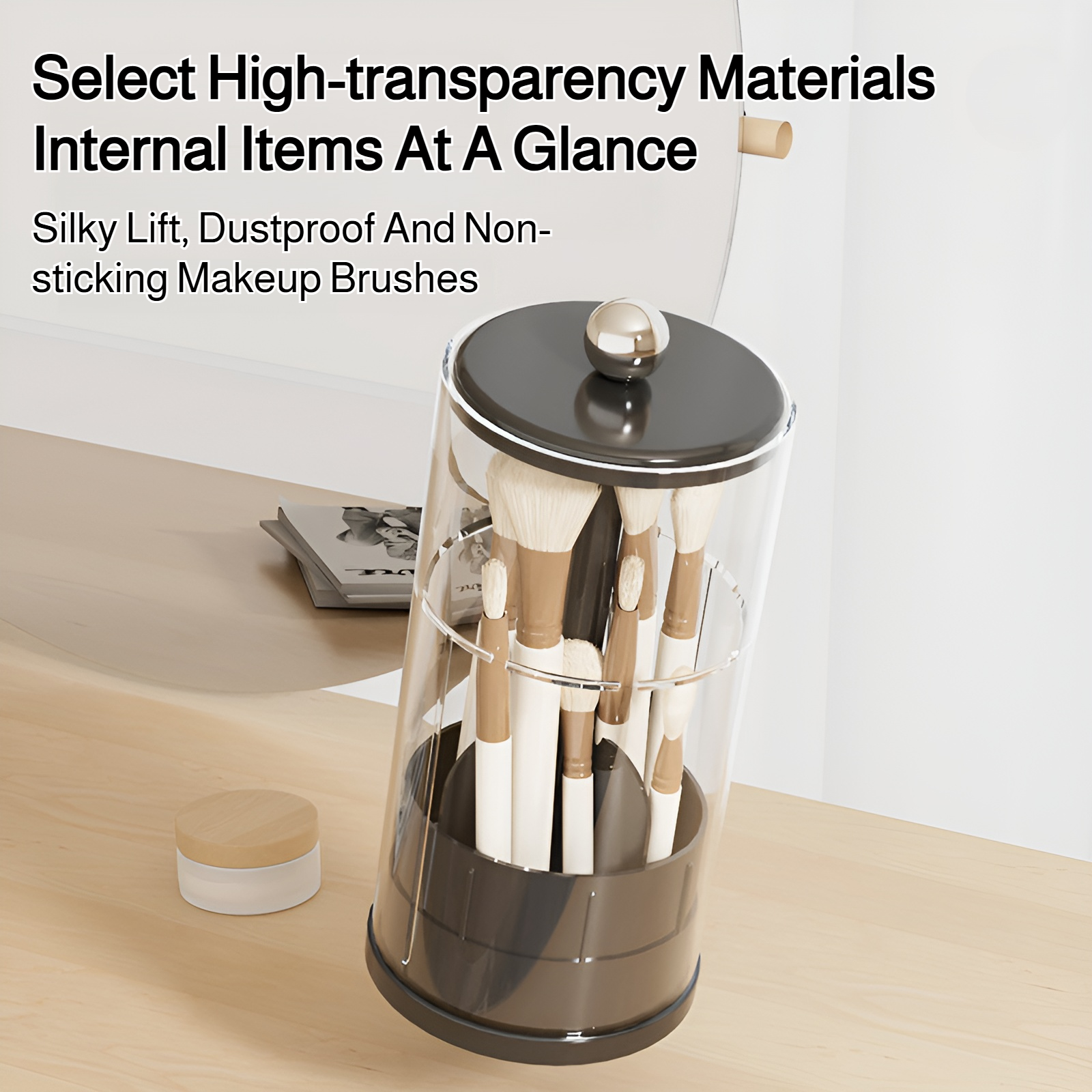 Cream style lifting makeup brush storage tube high-end desktop cosmetic storage box rotating storage