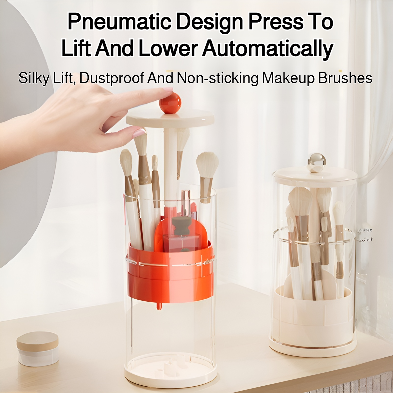 Cream style lifting makeup brush storage tube high-end desktop cosmetic storage box rotating storage