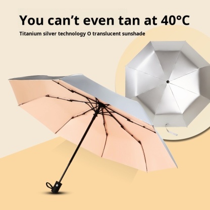 Women's automatic titanium silver rain umbrella with UV protection