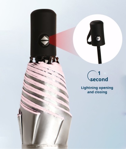 Women's automatic titanium silver rain umbrella with UV protection