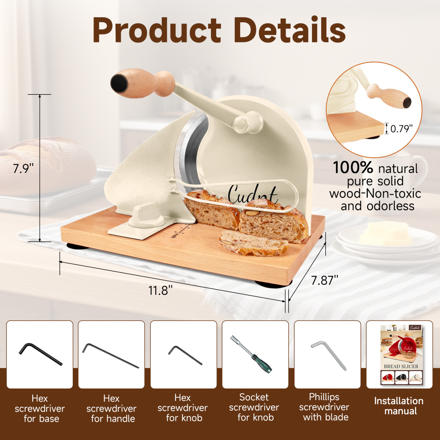 White Manual Bread Slicer