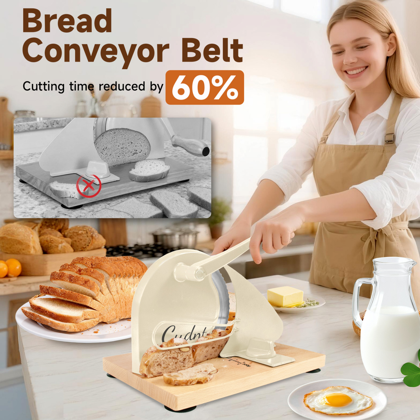 White Manual Bread Slicer