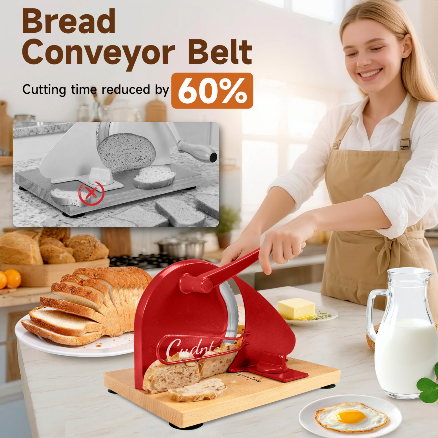 Red Manual Bread Slicer