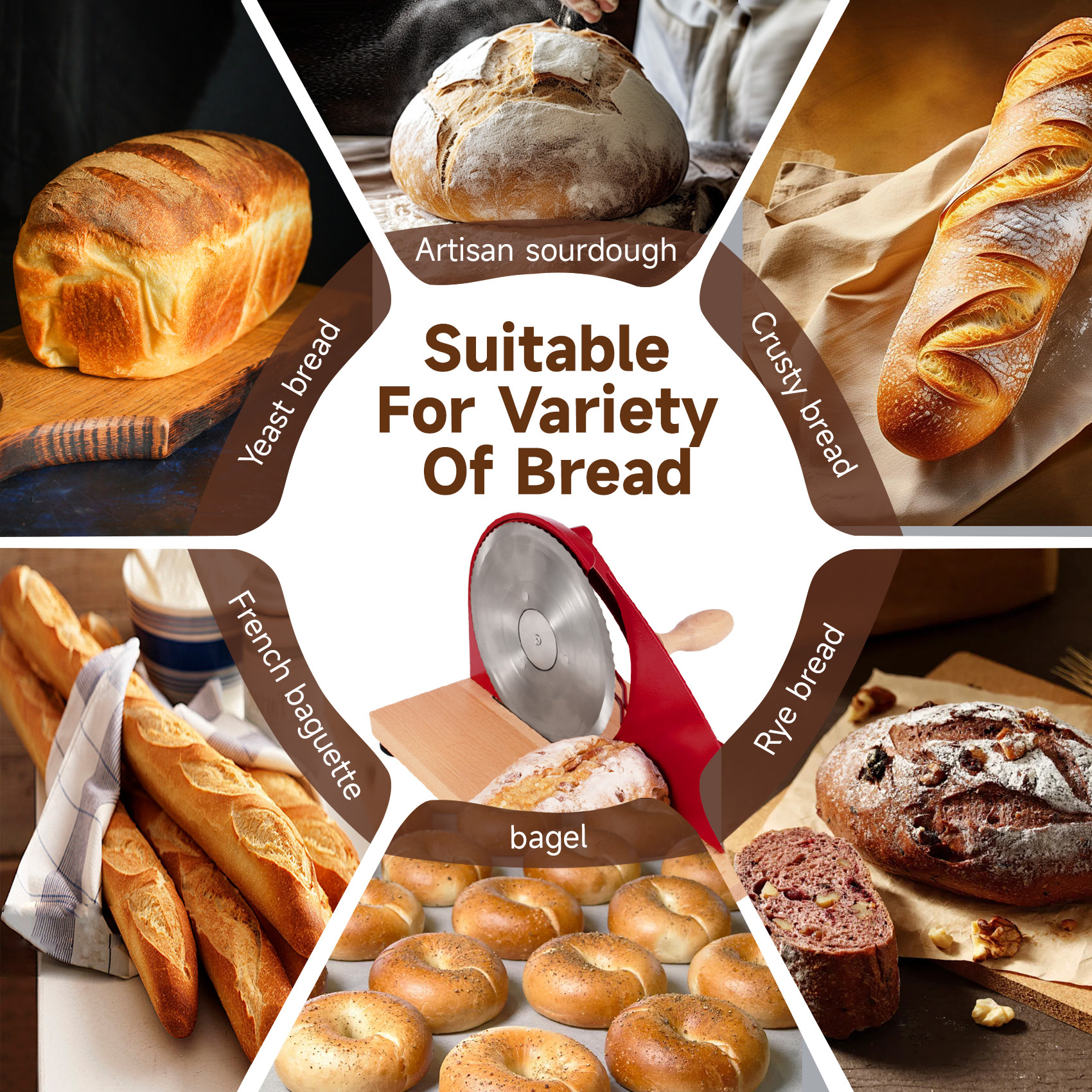 Red Manual Bread Slicer