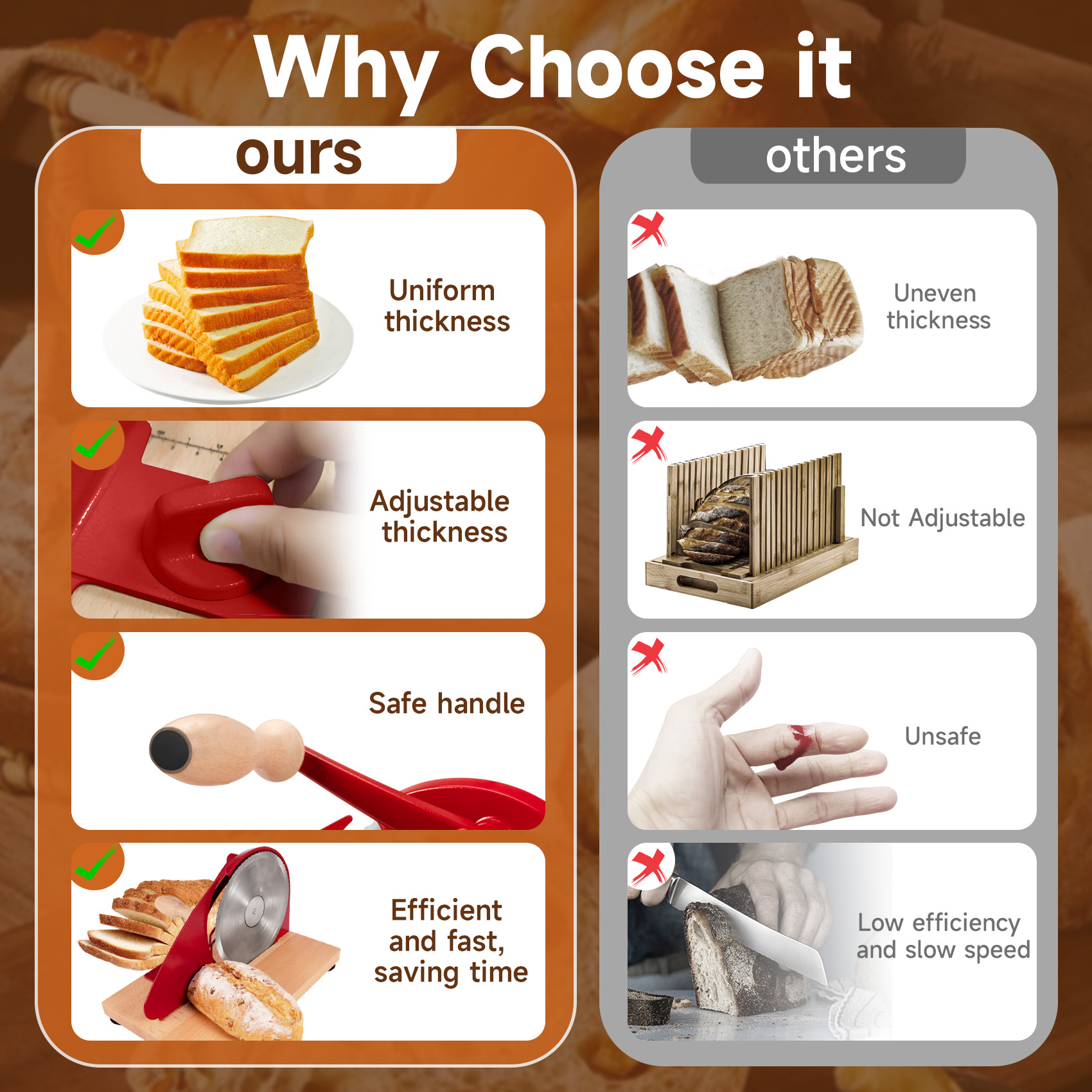 Red Manual Bread Slicer