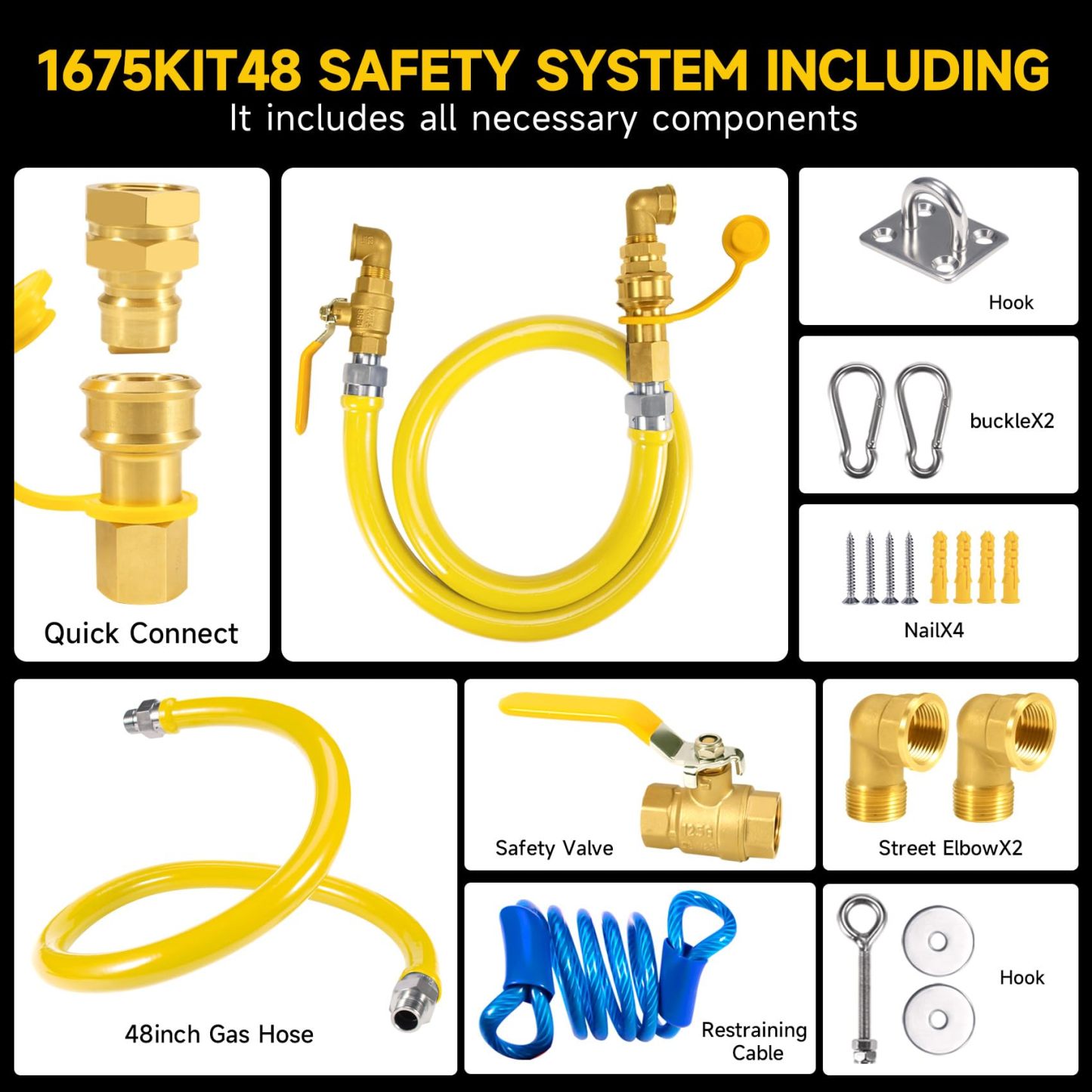 3/4" × 48 inch Commercial Gas Hose