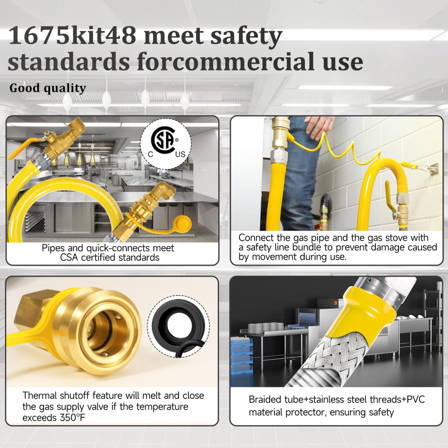 3/4" × 48 inch Commercial Gas Hose