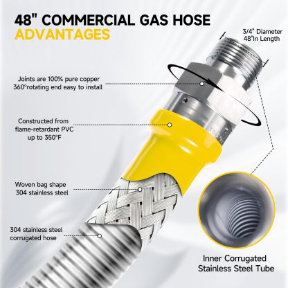 3/4" × 48 inch Commercial Gas Hose