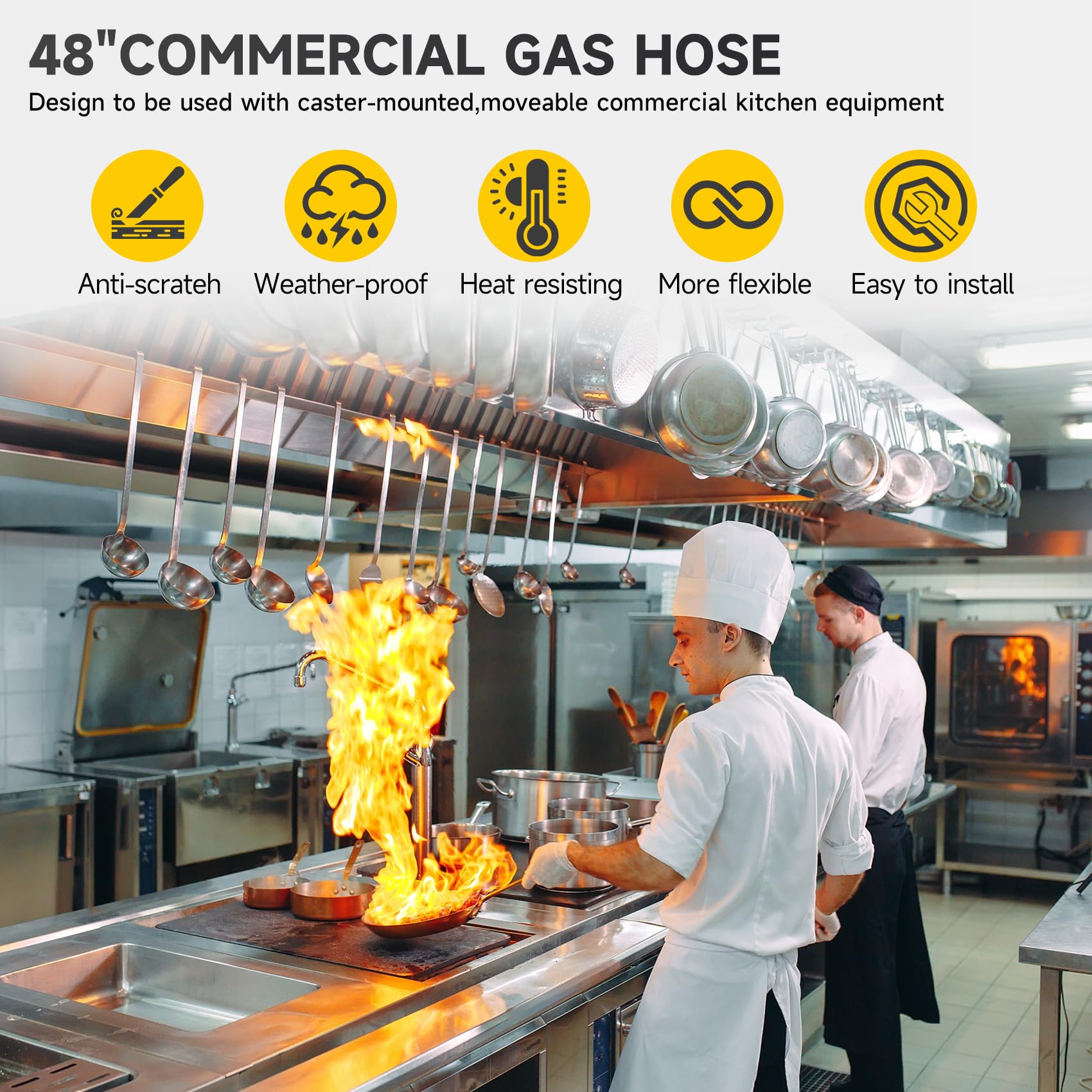 3/4" × 48 inch Commercial Gas Hose