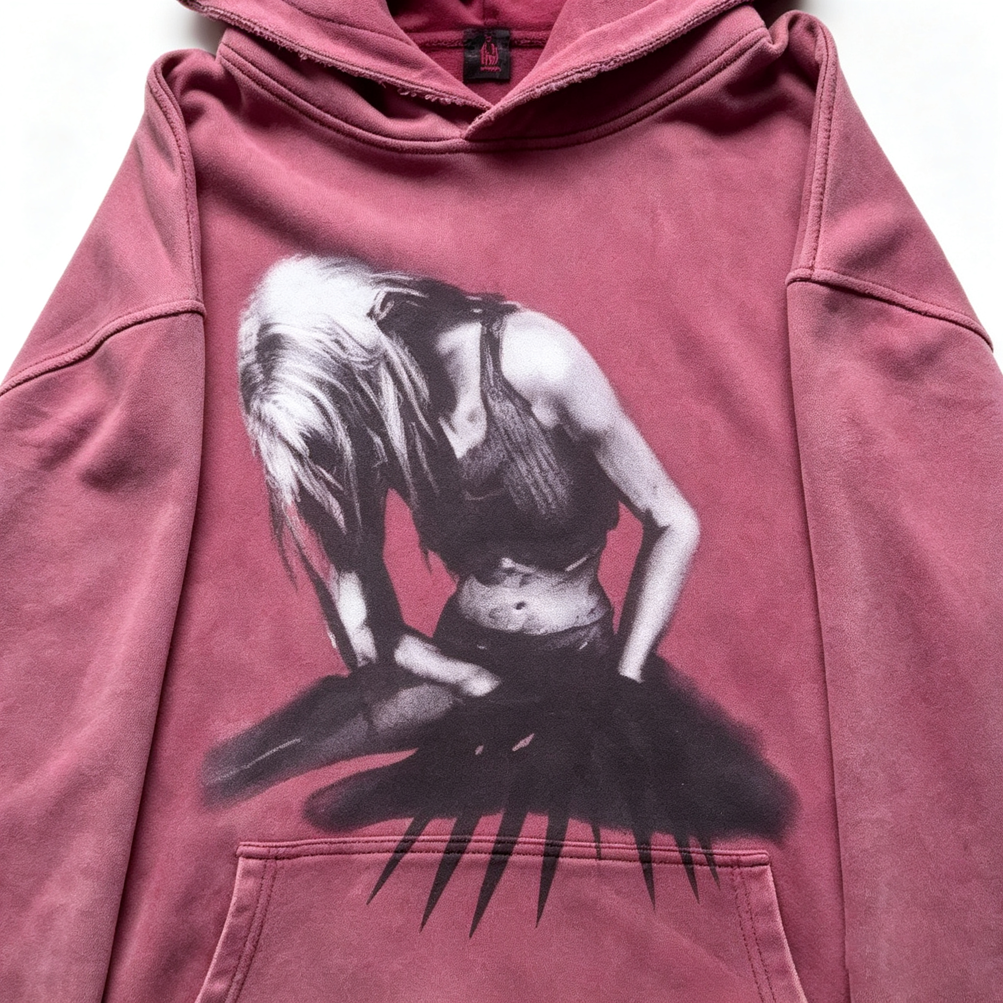 Vintage Distressed Figure Print Hoodie
