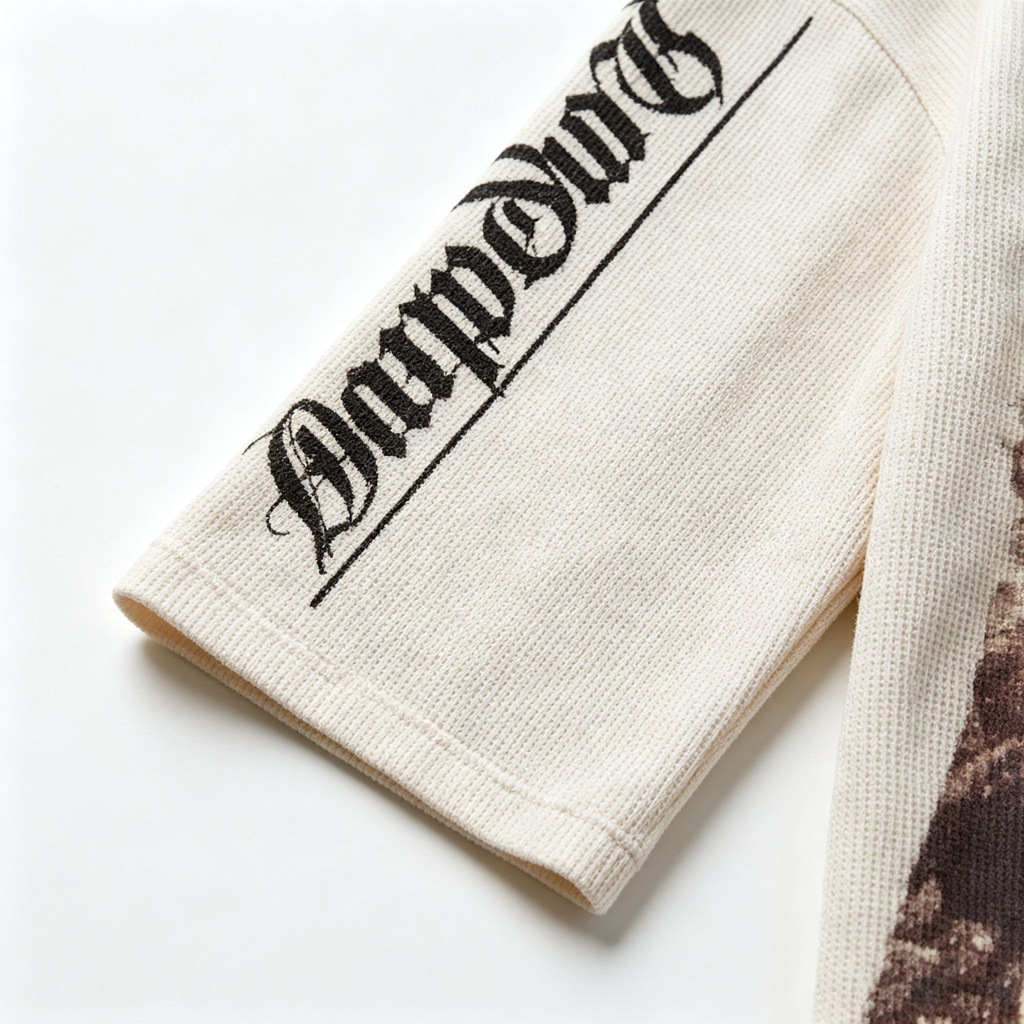 Vintage Gothic Graphic Waffle Long‑Sleeve Top