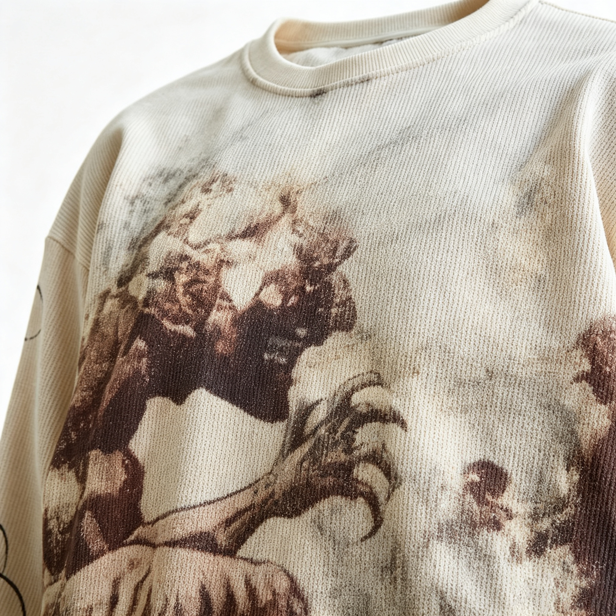 Vintage Gothic Graphic Waffle Long‑Sleeve Top